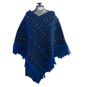 Women's Unbranded Poncho One Size Blue black white